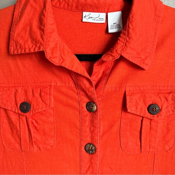 Women’s Orange Button Up Dress Size Petite 8 - Picture 2 of 8